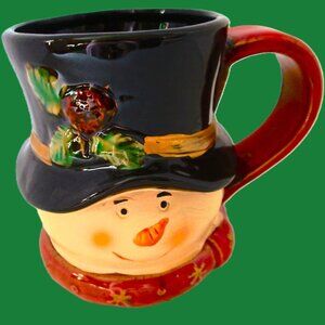 Black Hatted (Let it Snow!,Let it Snow!) Snowman w/carrot nose Christmas mug